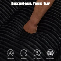 Double Chaise Lounge Chair with Deep Seat and Corduroy Fabric, Sectional Love-seat Perfect for Apartments, 82.5'' L x 57'' W x 23.5'' H, Black(m-7)