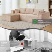 Compressed Sofa Minimalist Sectional with Comfy Chaise, Modular Oversized Sofa for Living Rooms, 110'' L x 70.5'' W x 23.5'' H, Beige(m-5)