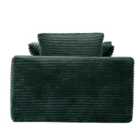 Compressed Sofa Oversized Chaise Lounge Chair with 3 Throw Pillows and Wide Armrest, Modular Sofas for Small Spaces Sleeper Sofa Daybed with Corduroy Fabric, 66'' L x 47'' W x 24'' H, Green(m-13)