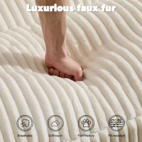 Deep Seat Sofa Double Chaise Lounge Chair with Corduroy Fabric, Compressed Sofa Sectional Loveseat for Apartments, 82.5'' L x 57'' W x 23.5'' H, White(m-7)