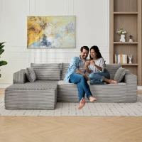 Compressed Sofa Minimalist Sectional with Comfy Chaise, Modular L Shape Sectional Couches for Living Rooms, 110'' L x 70.5'' W x 23.5'' H, Grey(m-8)