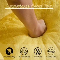 Bean Bag Sofa with High-Density Foam and Faux Fur Fabric, Compressed Sofa Oversized Fluffy Loveseat for Adults, 75" L x 42.5" W x 28.5" H, Yellow(m-6)