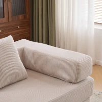 Apartment Sofa Convertible Floor Sofa Bed with Pillow Back Support and Armrest, Compressed Sofa Lounge Sleeper with Corduroy Fabric, 77'' L x 37.5'' W x 23.5'' H, Light Grey(m-10)