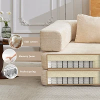 Convertible Sofa Bed Floor Sofa with Fixed-Shape Frame and Chenille Fabric, Compressed Sofa for Living Room, 79" L x 39.5" W x 25" H, Beige(m-7)