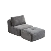 Compressed Sofa Modern Memory Foam Sectional with Pet-Friendly Corduroy Fabric, Modular Sofas for Small Spaces Single Chaise Longue for Apartments, 71" L x 36" W x 28.5" H, Grey(m-2)