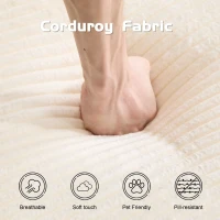 Convertible Sofa Bed Modern Loveseat with Reversible Cushion and Pillows, Compressed Sofa Corduroy Couch for Apartments, 71.5" L x 40.5" W x 25.5" H, White(m-5)