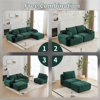 Compressed Sofa Modern Memory Foam Sectional, Pet-Friendly Corduroy Couch, Extra Deep Loveseat for Apartments, 120" L x 71" W x 28.5" H, Green(m-5)