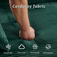 Compressed Sofa 2-Seater Modern Memory Foam Sofa with Pet-Friendly Corduroy Fabric, Two Seater Couch Sectional for Living Room, 84" L x 41" W x 28.5" H, Green(m-6)