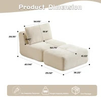 Compressed Sofa Modern Memory Foam Sectional with Pet-Friendly Corduroy Fabric, Modular Sofas for Small Spaces Single Chaise Longue for Living Room, 71" L x 36" W x 28.5" H, Beige(m-3)