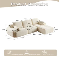 Compressed Sofa Modern Memory Foam Sectional, Pet-Friendly Corduroy Couch, Extra Deep Loveseat for Living Room, 120" L x 71" W x 28.5" H, Beige(m-3)