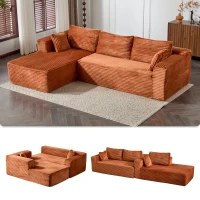 Compressed Sofa Minimalist Sectional with Comfy Chaise, Modular L Shape Sectional Couches for Living Rooms, 110'' L x 70.5'' W x 23.5'' H, Brown(m-7)