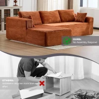 Compressed Sofa Minimalist Sectional with Comfy Chaise, Modular L Shape Sectional Couches for Living Rooms, 110'' L x 70.5'' W x 23.5'' H, Brown(m-5)