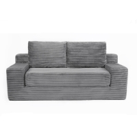 Convertible Sofa Bed Modern Loveseat with Reversible Cushion and Pillows, Compressed Sofa Corduroy Couch for Apartments, 71.5" L x 40.5" W x 25.5" H, Dark Grey