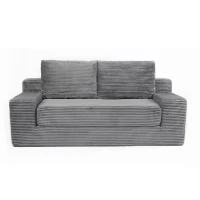 Convertible Sofa Bed Modern Loveseat with Reversible Cushion and Pillows, Compressed Sofa Corduroy Couch for Apartments, 71.5" L x 40.5" W x 25.5" H, Dark Grey(m-2)