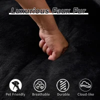 Bean Bag Sofa with High-Density Foam and Faux Fur Fabric, Compressed Sofa Oversized Fluffy Loveseat for Adults, 75" L x 42.5" W x 28.5" H, Black(m-6)