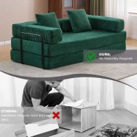 Apartment Sofa Convertible Floor Sofa Bed with Pillow Back Support and Armrest, Compressed Sofa Lounge Sleeper with Corduroy Fabric, 77'' L x 37.5'' W x 23.5'' H, Dark Green(m-5)