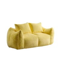 Bean Bag Sofa with High-Density Foam and Faux Fur Fabric, Compressed Sofa Oversized Fluffy Loveseat for Adults, 75" L x 42.5" W x 28.5" H, Yellow(m-8)