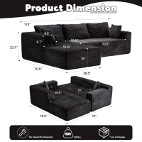 Compressed Sofa Minimalist Sectional with Comfy Chaise, Modular Oversized Sofa for Living Rooms, 110'' L x 70.5'' W x 23.5'' H, Black(m-3)