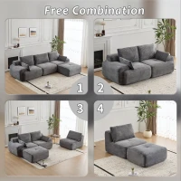 Compressed Sofa Modern Memory Foam Sectional, Pet-Friendly Corduroy Couch, Extra Deep Loveseat for Living Room, 120" L x 71" W x 28.5" H, Grey(m-5)