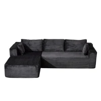 Compressed Sofa Minimalist Sectional with Comfy Chaise, Modular Oversized Sofa for Living Rooms, 110'' L x 70.5'' W x 23.5'' H, Black(m-2)