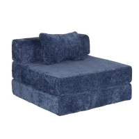 Compressed Sofa Convertible Floor Sofa Bed with Fixed-Shape Frame, Chenille Fabric, Modular Sofas for Small Spaces Single Chaise Longue for Apartments, 39.5" L x 39.5" W x 25" H, Dark Blue(m-2)