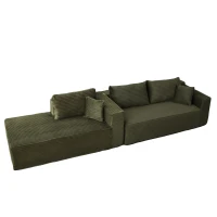 Compressed Sofa Minimalist Sectional with Comfy Chaise, Modular Oversized Sofa for Living Rooms, 110'' L x 70.5'' W x 23.5'' H, Green(m-12)