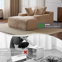 Compressed Sofa Oversized Chaise Lounge Chair with 3 Throw Pillows and Wide Armrest, Modular Sofas for Small Spaces Sleeper Sofa Daybed with Corduroy Fabric, 66'' L x 47'' W x 24'' H, Beige(m-7)