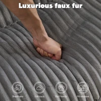 Deep Seat Sofa Double Chaise Lounge Chair with Corduroy Fabric, Compressed Sofa Sectional Loveseat for Apartments, 82.5'' L x 57'' W x 23.5'' H, Grey(m-7)