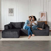 Compressed Sofa Minimalist Sectional with Comfy Chaise, Modular Oversized Sofa for Living Rooms, 110'' L x 70.5'' W x 23.5'' H, Black(m-8)