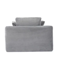 Compressed Sofa Oversized Chaise Lounge Chair with 3 Throw Pillows and Wide Armrest, Modular Sofas for Small Spaces Sleeper Sofa Daybed with Corduroy Fabric, 66'' L x 47'' W x 24'' H, Grey(m-13)