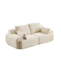 Compressed Sofa 2-Seater Large Sectional Couch with Pet-Friendly Corduroy Fabric, Two Seater Couch Memory Foam Sofa for Living Room, 84" L x 41" W x 28.5" H, Beige(m-10)