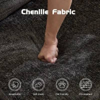 Compressed Sofa Convertible Floor Sofa Bed with Fixed-Shape Frame, Chenille Fabric, Modular Sofas for Small Spaces Single Chaise Longue for Apartments, 39.5" L x 39.5" W x 25" H, Black(m-4)