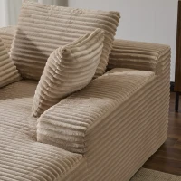 Compressed Sofa Oversized Chaise Lounge Chair with 3 Throw Pillows and Wide Armrest, Modular Sofas for Small Spaces Sleeper Sofa Daybed with Corduroy Fabric, 66'' L x 47'' W x 24'' H, Beige(m-10)