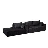Compressed Sofa Minimalist Sectional with Comfy Chaise, Modular Oversized Sofa for Living Rooms, 110'' L x 70.5'' W x 23.5'' H, Black(m-12)