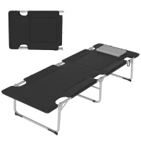 Outsunny Folding Camping Cot Sleeping Beds for adults Office Outdoor Hiking Portable, Black(m-2)