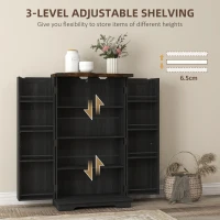 HOMCOM Farmhouse Kitchen Pantry Storage Cabinet, Kitchen Pantry Cabinet with Doors and Adjustable Shelves, Black(m-5)