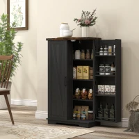 HOMCOM Farmhouse Kitchen Pantry Storage Cabinet, Kitchen Pantry Cabinet with Doors and Adjustable Shelves, Black(m-8)