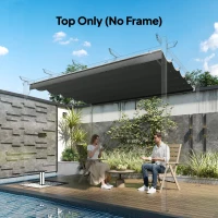 Outsunny 8.2' x 8.4' Retractable Pergola Canopy Replacement for 10' x 10' Frame, Cover Replacement (Cover Top Only), Dark Grey(m-8)