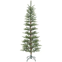 HOMCOM 6 ft Artificial Fir Pencil Christmas Tree, Hinged Xmas Tree with 442 Branch Tips and Metal Stand, Easy Assembly, Green(m-2)