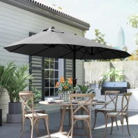 Outsunny 15ft Double-sided Outdoor Sun Umbrella with Twin Canopy, Outdoor Parasol with Crank for Pool, Deck, Black(m-9)