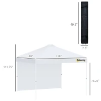 Outsunny 10' x 10' Pop-Up Canopy Tent with 1 Removable Sidewall, Commercial Instant Sun Shelter, Tents for Parties with Wheeled Carry Bag for Outdoor, Garden, Patio, White(m-3)