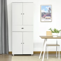 HOMCOM 72" Kitchen Pantry Cabinet, Modern Kitchen Pantry Storage Cabinet with 4 Doors and 3 Adjustable Shelves, White(m-8)