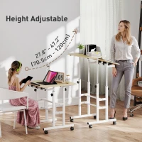 HOMCOM Stand Up Desk, Height & Angle Adjustable Computer Desk with Wheels for Standing or Sitting, Laptop Table, Natural(m-4)
