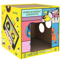 PawHut 2 in 1 Cardboard Cat House, Cat Scratcher for Indoor Cats with Scratching Board & Catnip(m-2)