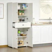 HOMCOM 72" Kitchen Pantry Cabinet, Modern Kitchen Pantry Storage Cabinet with 4 Doors and 3 Adjustable Shelves, White(m-9)