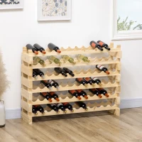 HOMCOM Stackable Wine Rack, Modular Storage Shelves, 72-Bottle Holder, Freestanding Display Rack for Kitchen, Pantry, Cellar, Natural(m-3)