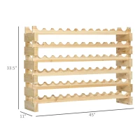 HOMCOM Stackable Wine Rack, Modular Storage Shelves, 72-Bottle Holder, Freestanding Display Rack for Kitchen, Pantry, Cellar, Natural(m-5)
