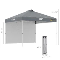 Outsunny 10' x 10' Pop-Up Canopy Tent with 1 Removable Sidewall, Commercial Instant Sun Shelter, Tents for Parties with Wheeled Carry Bag for Outdoor, Garden, Patio, Gray(m-3)
