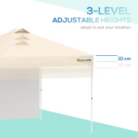 Outsunny 10' x 10' Pop-Up Canopy Tent with 1 Removable Sidewall, Commercial Instant Sun Shelter, Tents for Parties with Wheeled Carry Bag for Outdoor, Garden, Patio, Beige(m-4)