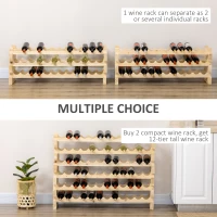 HOMCOM Stackable Wine Rack, Modular Storage Shelves, 72-Bottle Holder, Freestanding Display Rack for Kitchen, Pantry, Cellar, Natural(m-6)